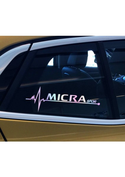 Micra Yan Cam Sticker Oto Kapı 20 cm x 7 cm Hologram C64