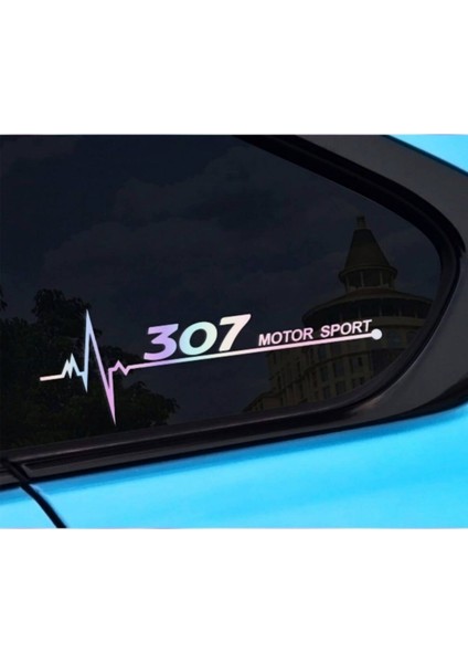 307 Yan Cam Sticker Oto Kapı 20 cm x 7 cm Hologram C73