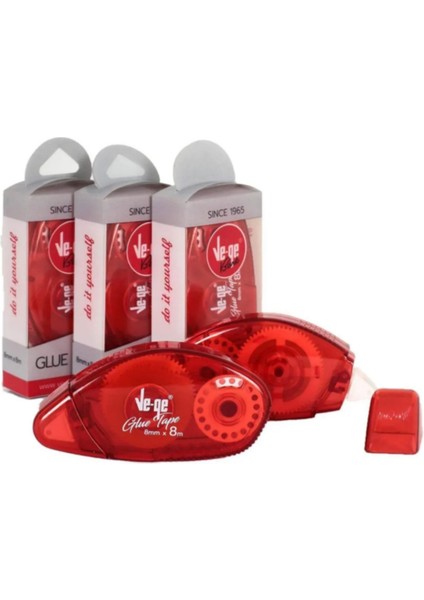 Vege Şerit Yapıştırıcı Glue Tape 8 mm x 8 Metre 3 Adet