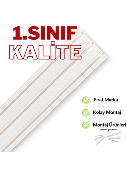 3 Raylı Korniş Perde Rayı Beyaz (Tüm Ölçüler) modelleri