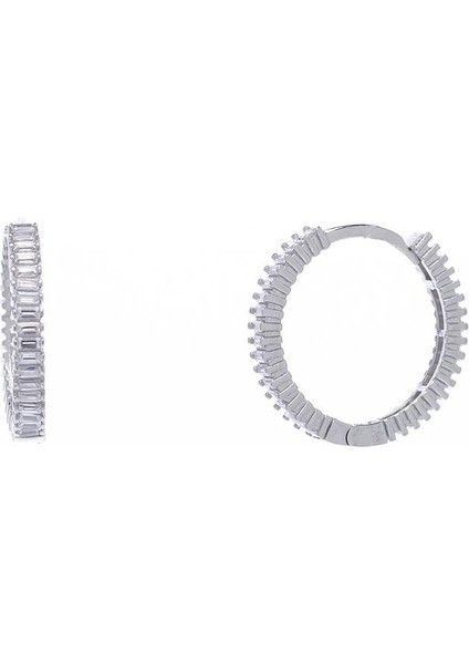 20 mm Halka Baget Taşlı 925 Ayar Gümüş Kadın Küpe fiyatları