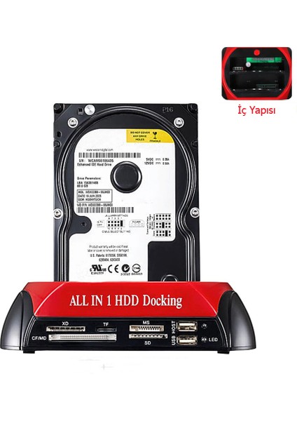 USB 2.0 Docking Combo Kart Okuyucu Sata HDD 2.5 / 3.5 Ide Station