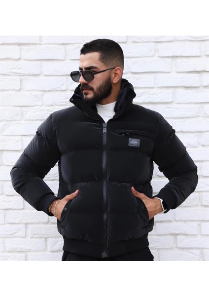Erkek Silim Fit Şişme Mont Siyah
