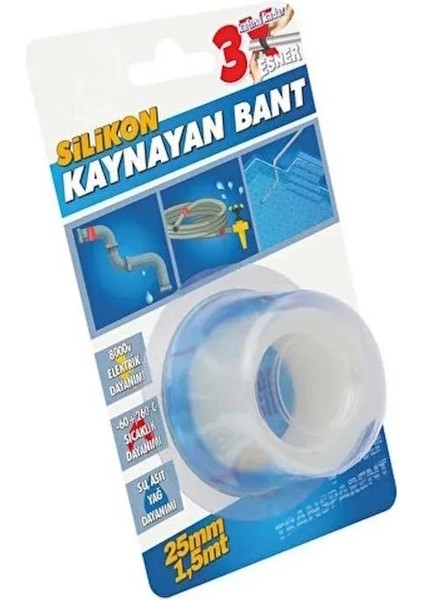 Silikon Kaynayan Tamir Bandı - (25 mm X 1.5 mt) - Şeffaf Bant