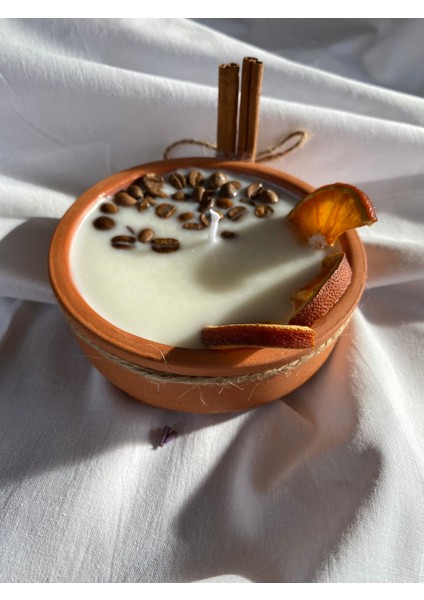 Hediyelik Ve Dekoratif Kahve,portakal ve Tarçınlı %100 Doğal ve Vegan Ritüel Kokulu Soyawax Mum