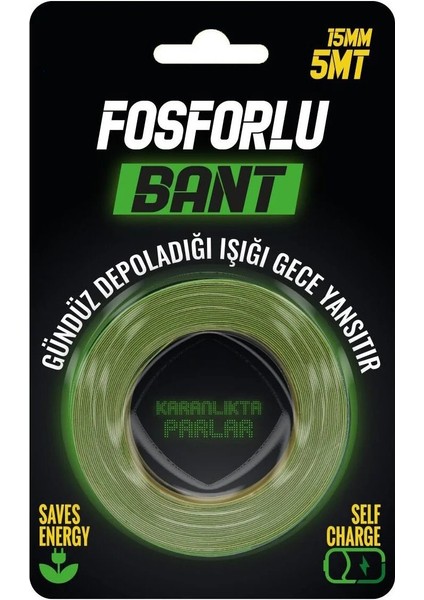 Fosforlu Bant (15 mm X 5 mt) - Reflektör Şerit Bant