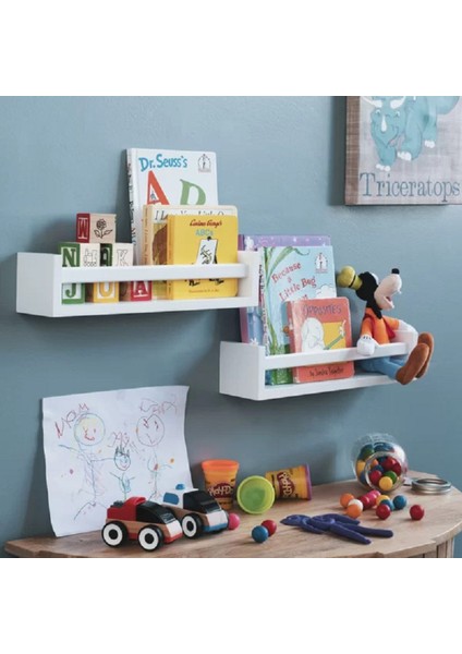 Montessori 2'li Dekoratif Duvar Rafı, Çocuk Bebek Odası Kitap Rafı, Mdf - M-DR11