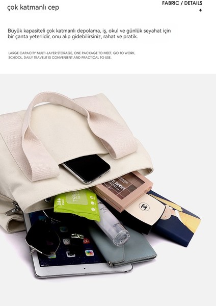 Bayan Kanvas Çanta Çok Ağız Çanta Kore Omuz Çanta Büyük Kapasiteli Kadın Çanta Moda Küçük Çanta Iş Çapraz Çanta (Yurt Dışından) modelleri