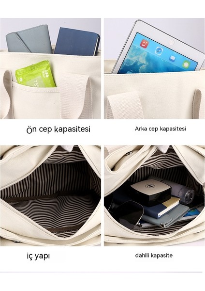 Bayan Kanvas Çanta Çok Ağız Çanta Kore Omuz Çanta Büyük Kapasiteli Kadın Çanta Moda Küçük Çanta Iş Çapraz Çanta (Yurt Dışından) fırsatları