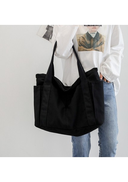 Tote Çanta Tote Bags Kanvas Çanta Kadın 2023 Yeni Japon Büyük Kapasiteli Öğrenci Trend Omuz Çantası (Yurt Dışından) fiyatları