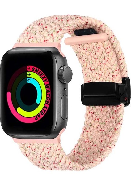 Apple Watch 42-44-45-49MM Ile Uyumlu Fiberlink Manyetik Tokalı Kumaş Örgü Kordon