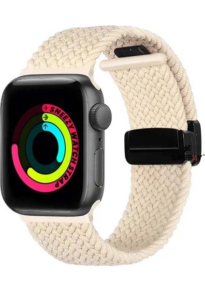 Apple Watch 42-44-45-49MM Ile Uyumlu Fiberlink Manyetik Tokalı Kumaş Örgü Kordon