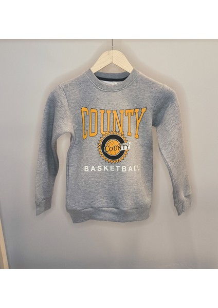 County Basketball Baskılı 3 Iplik Şardonlu Çocuk Sweatshirt