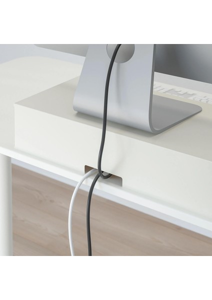 Monitör Yükseltici Meridyendukkan Beyaz Renk 47X26X10 cm Bambu, Çekmeceli Monitör Standı