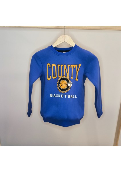 County Basketball Baskılı 3 Iplik Şardonlu Çocuk Sweatshirt