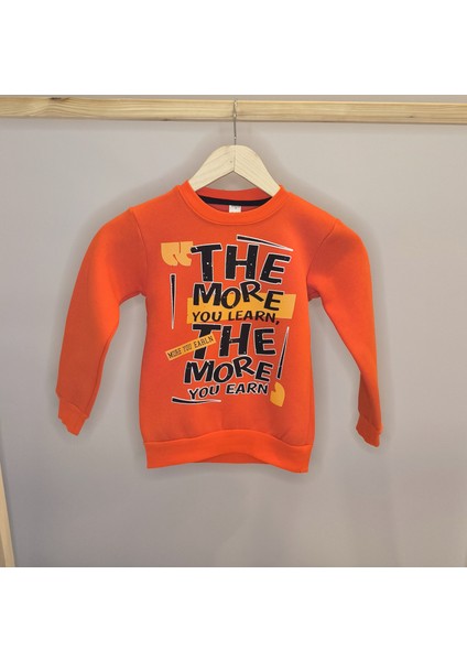 The More Baskılı Şardonlu 3 Iplik Turuncu Erkek Çocuk Sweatshirt