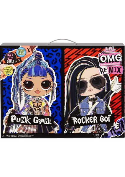 Toychicklol Sürpriz Omg Remix Moda Bebekleri - Rocker Boi ve Punk Grrl - 2'li Paket