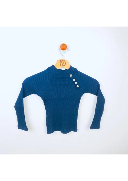 Kız Çocuk Sweat Shirt Body Kaşkorse Düğme Aksesuarlı Siyah Siyah 8-9 Yaş