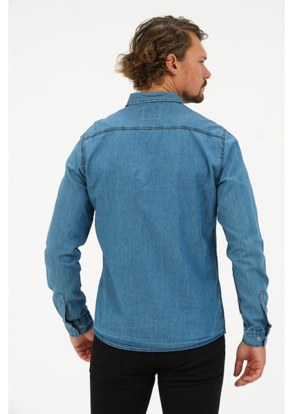 Slim Fit Denim Cepli Gömlek modelleri