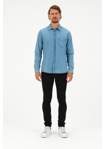 Slim Fit Denim Cepli Gömlek fiyatları