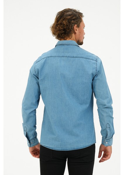 Slim Fit Denim Cepli Gömlek modelleri