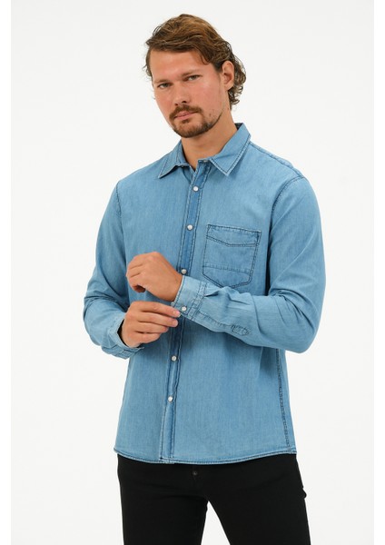Slim Fit Denim Cepli Gömlek indirimleri