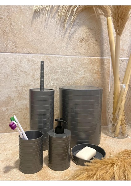 Banyo Seti 5'li Gri Çöp Kovası Wc Fırçalık Sıvı Sabunluk Katı Sabunluk fiyatları