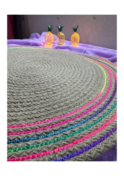 Decohandy Jute Örme Supla - Renkli Şeritli