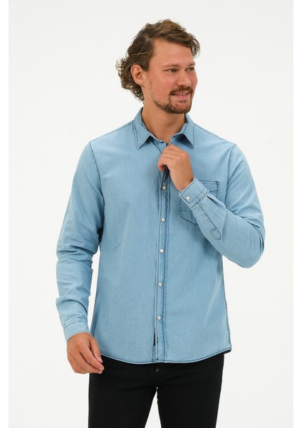 Slim Fit Denim Cepli Gömlek indirimleri