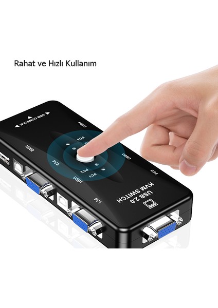 4 Port USB Kvm Switch Çoklayıcı 4pc Tek Monitör Kasa Çoğaltıcı