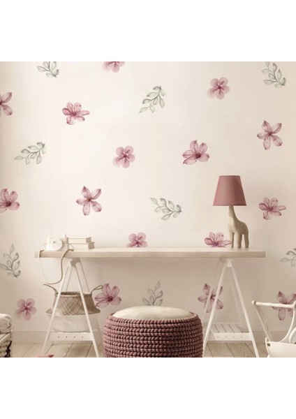 Botanik Çayır Çiçekli Boho Duvar Çıkartmaları, Çiçek Duvar Çıkartmaları