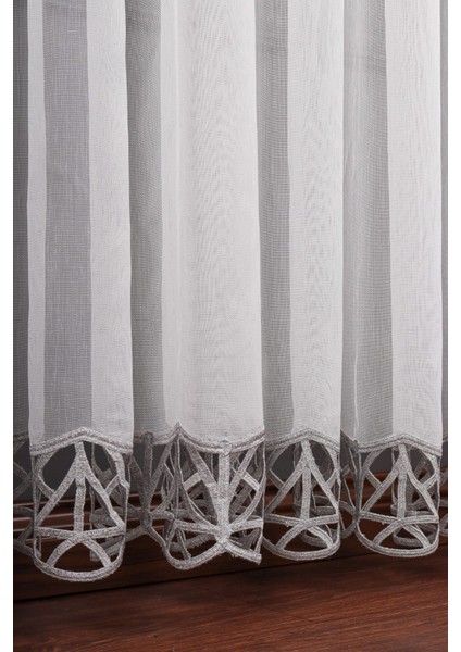 Taç Aplik Bambu 1/2 Seyrek Pile Tül Perde Tek Kanat - Ekru - Vizon 100 x 270 cm modelleri