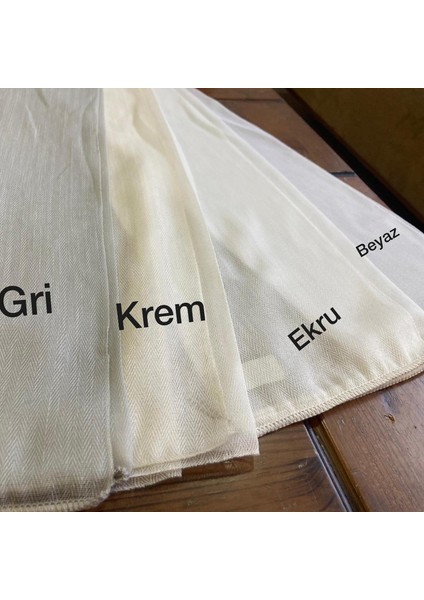 Taç Balık Sırtı Desen 1/2 Seyrek Pile Tül Perde Tek Kanat - Ekru - Vizon 100 x 240 cm