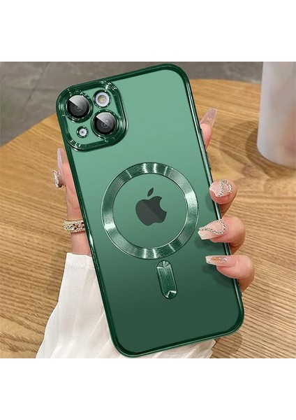 iPhone 15 Uyumlu Kılıf Kamera Lens ve Hoparlör Toz Korumalı Magsafe Şarj Özellikli Esnek Silikon