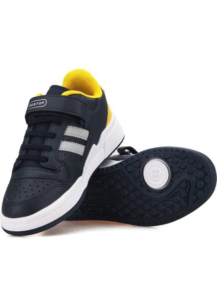 Bestof Jordan Sneaker Lacivert Sarı Mevsimlik Unisex Çocuk Spor Ayakkabı