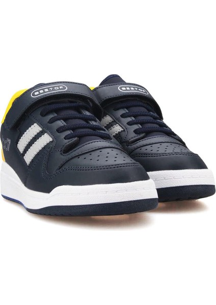 Bestof Jordan Sneaker Lacivert Sarı Mevsimlik Unisex Çocuk Spor Ayakkabı