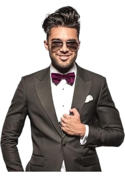 Kadın Düz Renk Saten Papyon