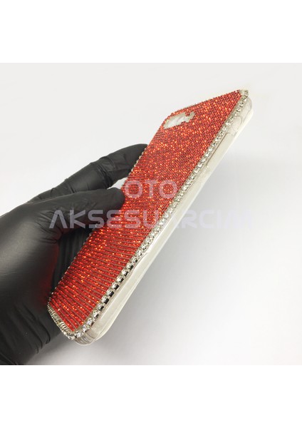 iPhone 7 Plus 8 Plus Kristal Taşlı Telefon Kılıfı Kırmızı modelleri