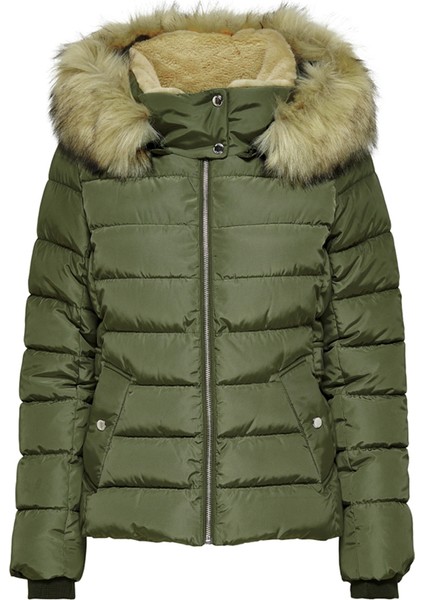 Yeşil Kadın Mont Onlnewcamılla Fur Hood Jacket cc Ot