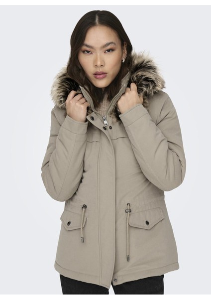 Açık Kahve Kadın Parka Kısa Model Dik Yaka Uzun Kol Günlük Kullanım fiyatları