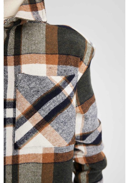 Erkek Çocuk Oversize Fit Kareli Flanel Uzun Kollu Gömlek W5266A623WN