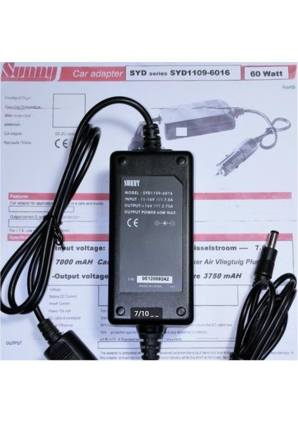 SYD1109-6016 Dc Dc Dönüştürücü 16V 3.75A 60W 2.5x5.5 Uç