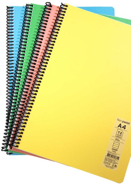 Mynote A4 72 Yaprak Spiralli Plastik Kapak Defter Pastel