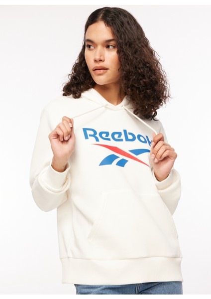 Beyaz Kadın Yuvarlak Yaka Sweatshirt IQ4430