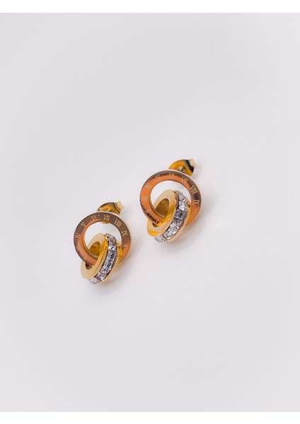 Çelik Küpe Marka Model Taşlı Ikili Halka Küpe Renk Gold fırsatları