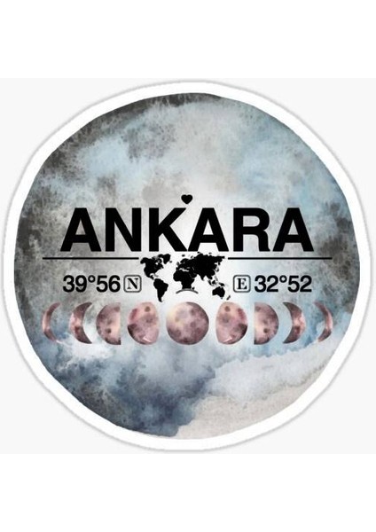 Ankara ve Ay Gps Harita Sticker Oto Araba Yapıştırma 15CM Yazı 17