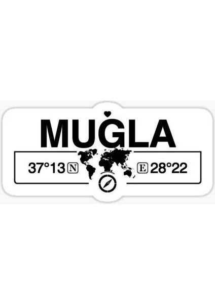 Muğla Gps Harita Sticker Oto Araba Yapıştırma 17CM Yazı 300