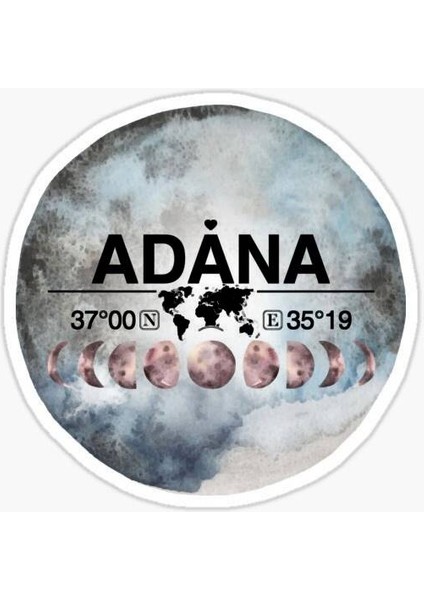 Adana ve Ay Gps Harita Sticker Oto Araba Yapıştırma 15CM Yazı 4
