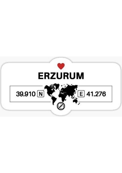 Erzurum Gps Harita Sticker Oto Araba Yapıştırma 17CM Yazı 106