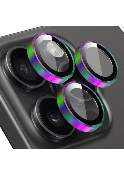 Buff iPhone 15 Pro Max / 15 Pro Kamera Metal Lens Koruyucu Colorful